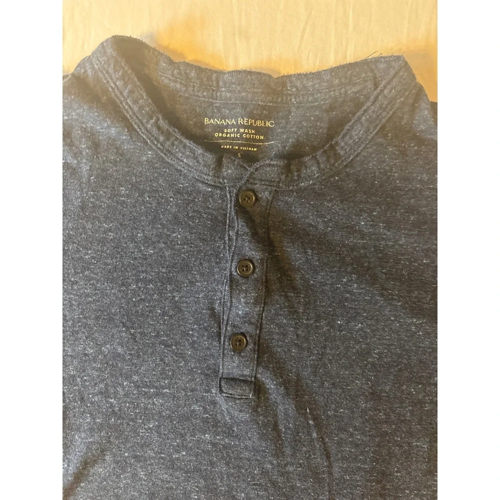 Banana Republic‎ Henley Shirt Mens Small Navy Blue Organic Cotton